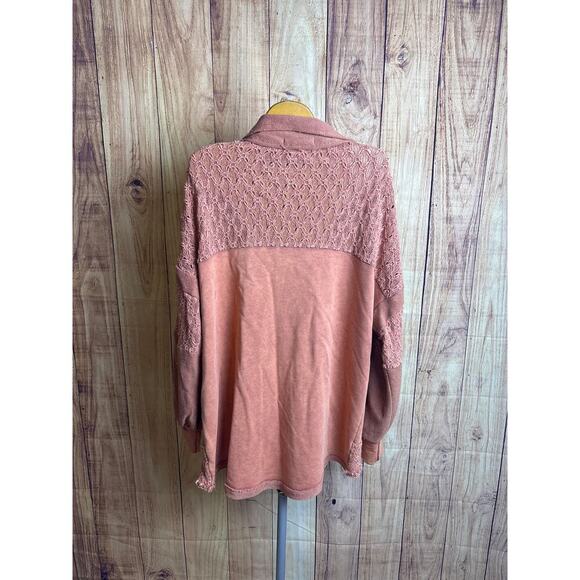 Gimmicks Buckle Lace Full Zip Cardigan Sweatshirt Mineral Wash Orange Size S - Picture 10 of 10
